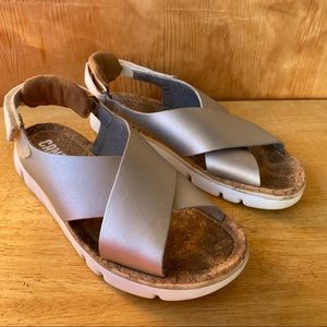 COPY - Camper Oruga Platform Cross Strap Leather Sandal